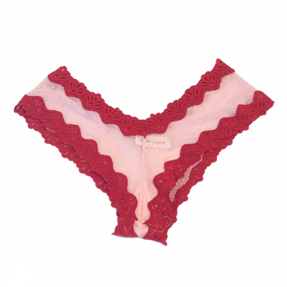 Honeydew Sheer Mesh Tanga Panty Pink Red Large New